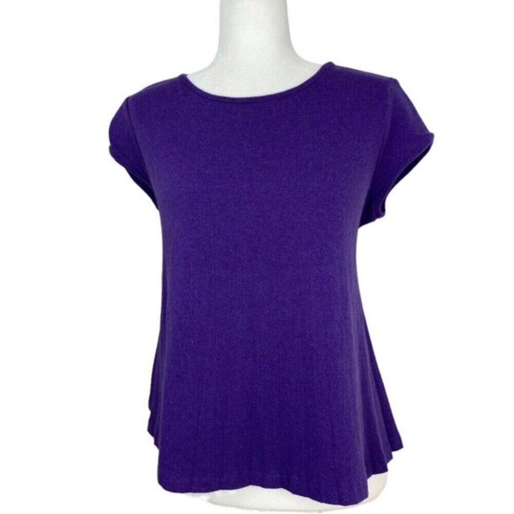 Fendi Roma Women’s Purple Angora Crew Neck Short Sleeve Knit Sweater EU44/C40
